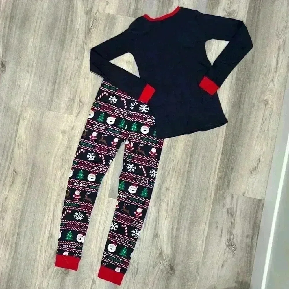 Children’s Place Christmas Pajamas Long Sleeve Pants 2-Piece Set Santa Size 14